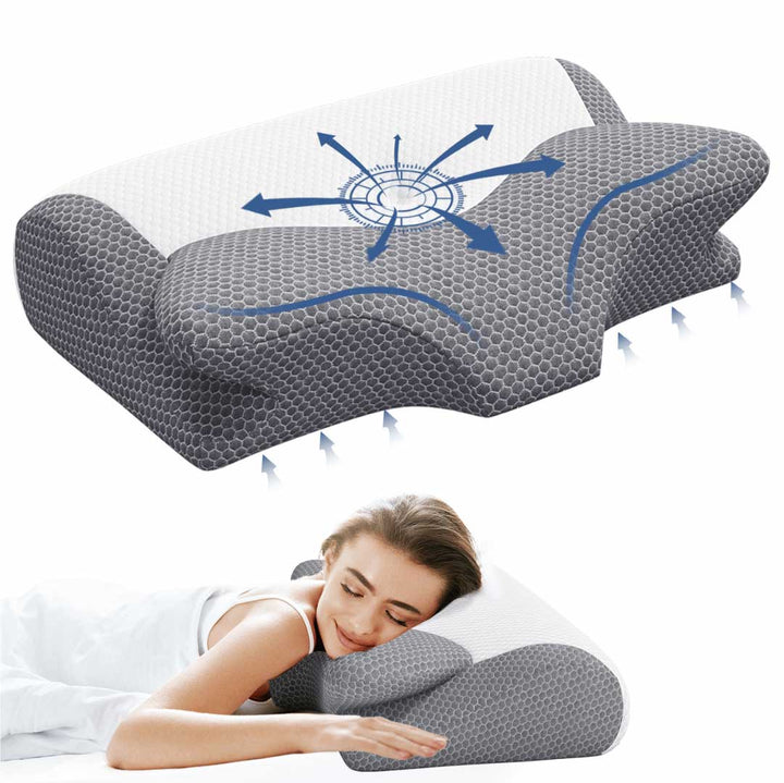 Contour pillow with airflow design for neck support
