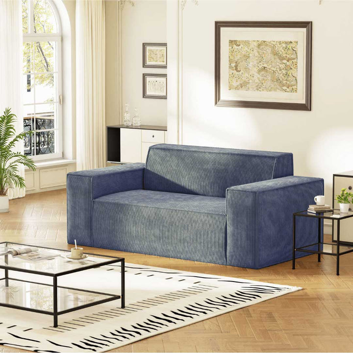 Midnight blue Matoresu SignatureLux memory foam sofa in modern living room