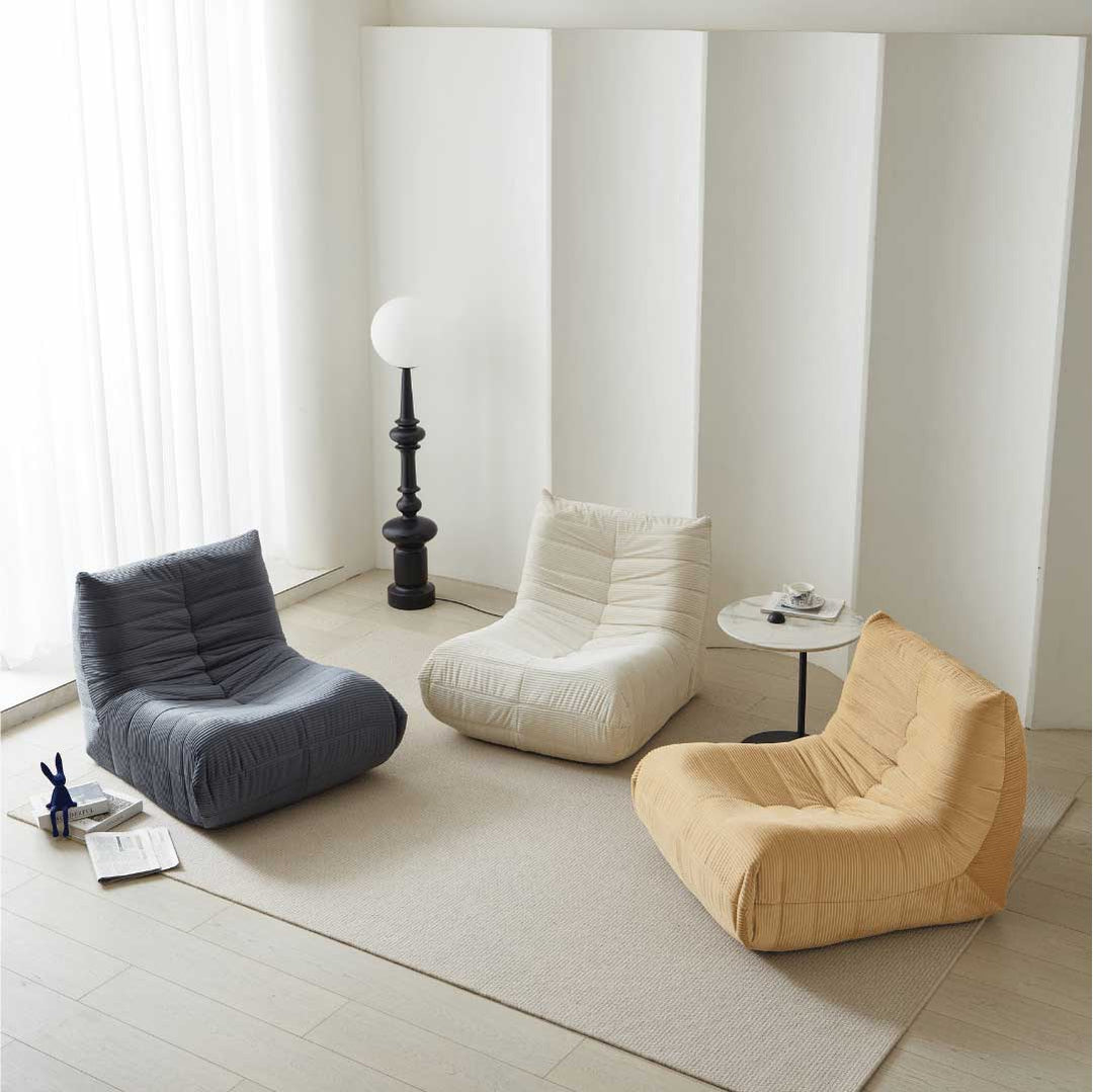 Matoresu CloudLounge chairs in three colors arranged in bright living room