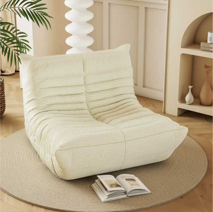 Beige Matoresu CloudLounge floor sofa in soft corduroy, styled in neutral room