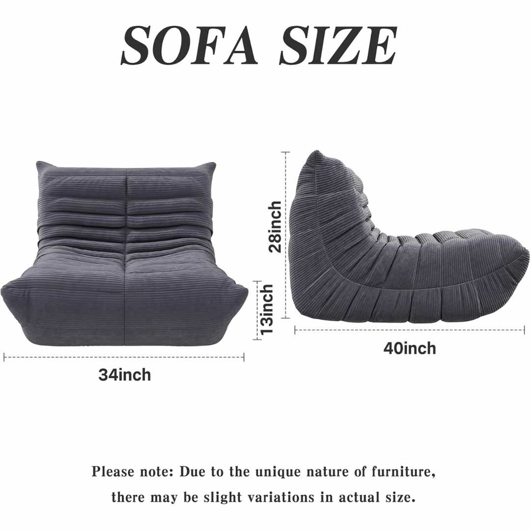 Matoresu CloudLounge dark gray chair size chart: 34×40×28 inches