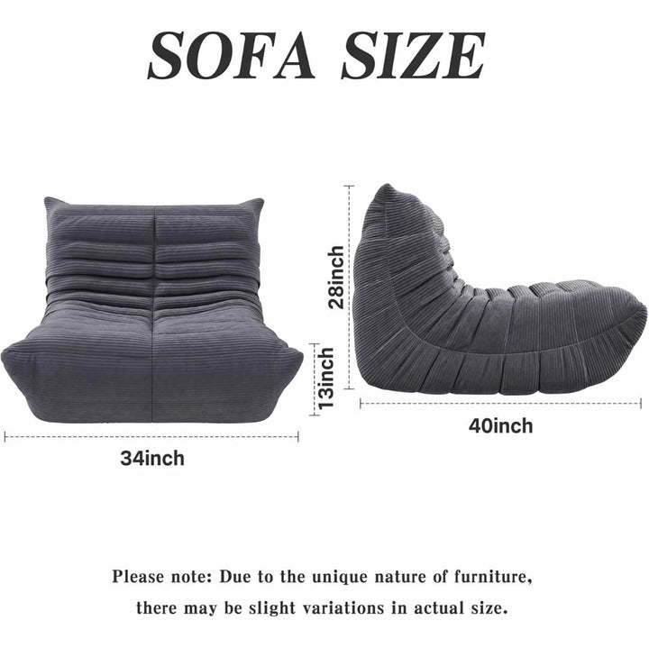 Matoresu CloudLounge dark gray chair size chart: 34×40×28 inches