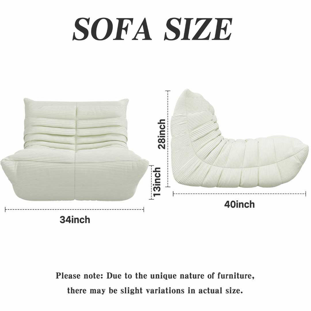 Matoresu CloudLounge beige chair size chart: 34×40×28 inches