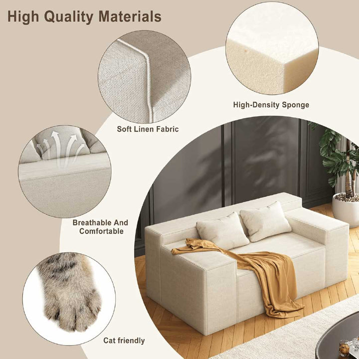 Matoresu Linen Sofa with breathable, pet-friendly fabric and high-density sponge