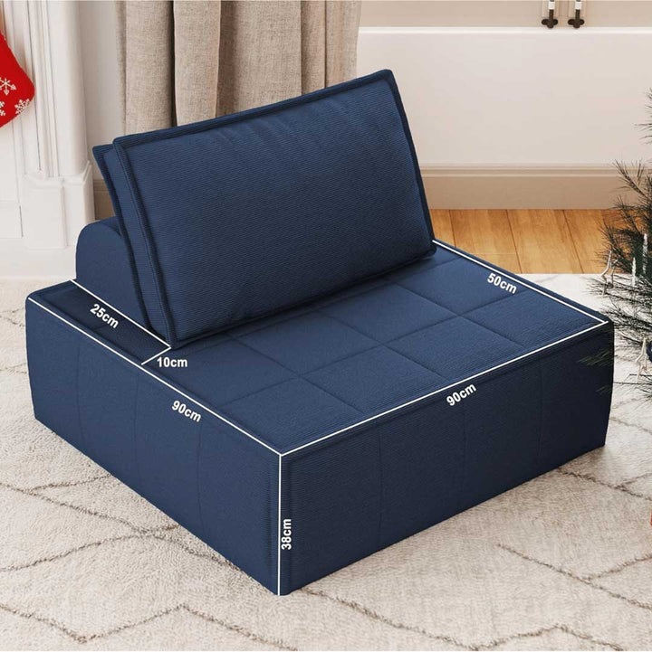 Matoresu TofuFlex Modular Armless Chair – Corduroy Blue Floor Sofa Seat