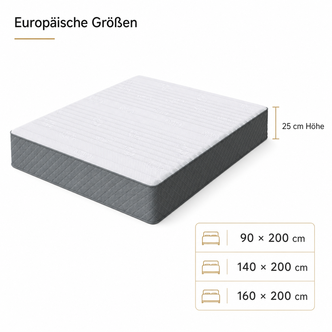 Matoresu CoolRest Größen 90x200, 140x200 und 160x200 cm bei 25 cm Höhe